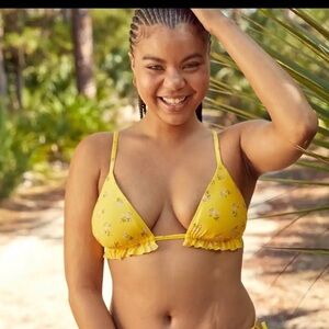 Aerie Printed Ruffle Triangle Bikini Top